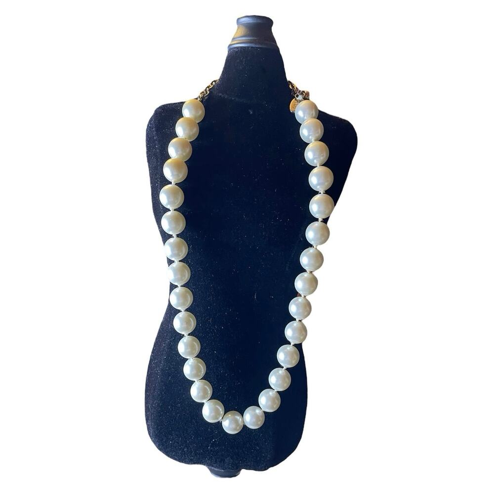 Cream Faux Pearl George Choker Necklace Vintage Retro 15-18  "Classic Glam READ